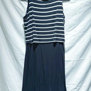 A Pea in the Pod Navy and White Striped Dress